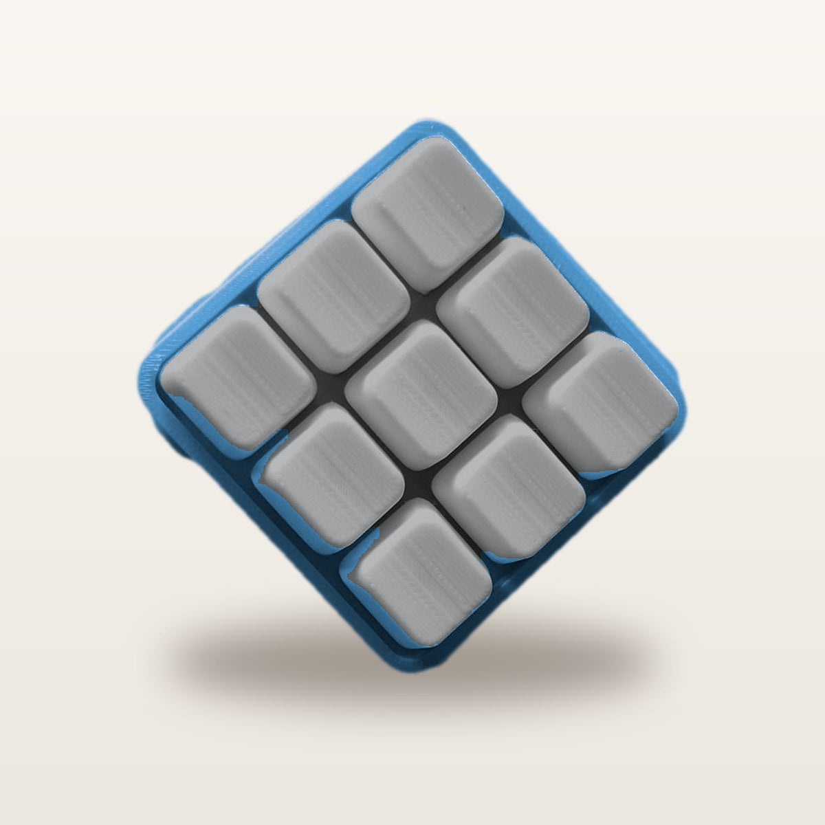 Clickey Cloud Nine met blauwe basis en grijze keycaps