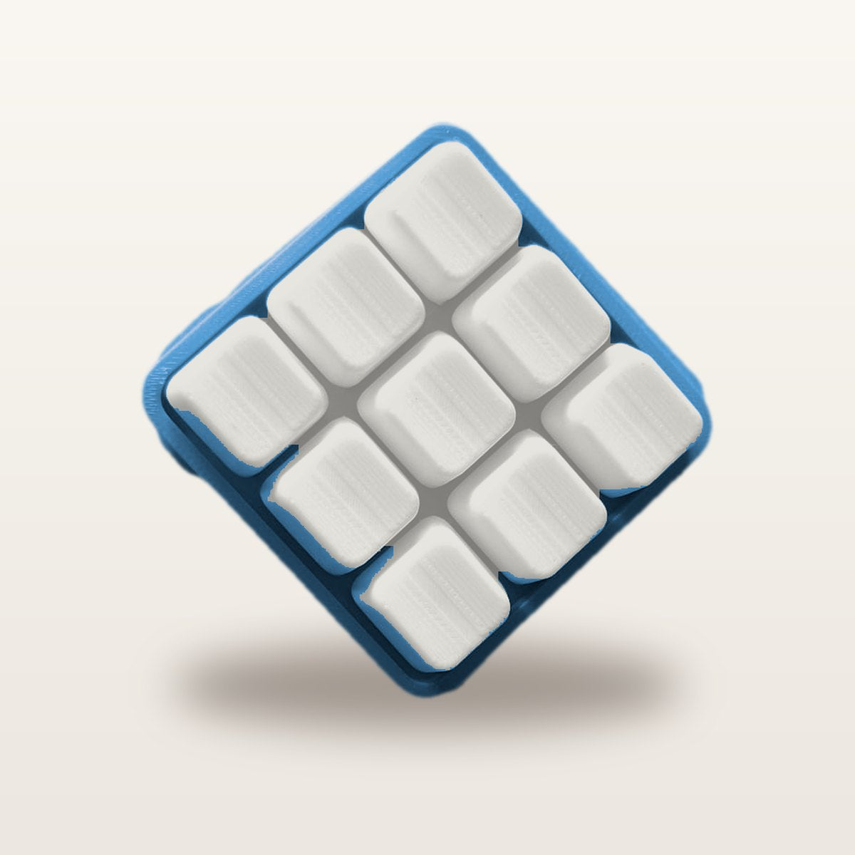 Clickey Cloud Nine met blauwe basis en mat witte keycaps