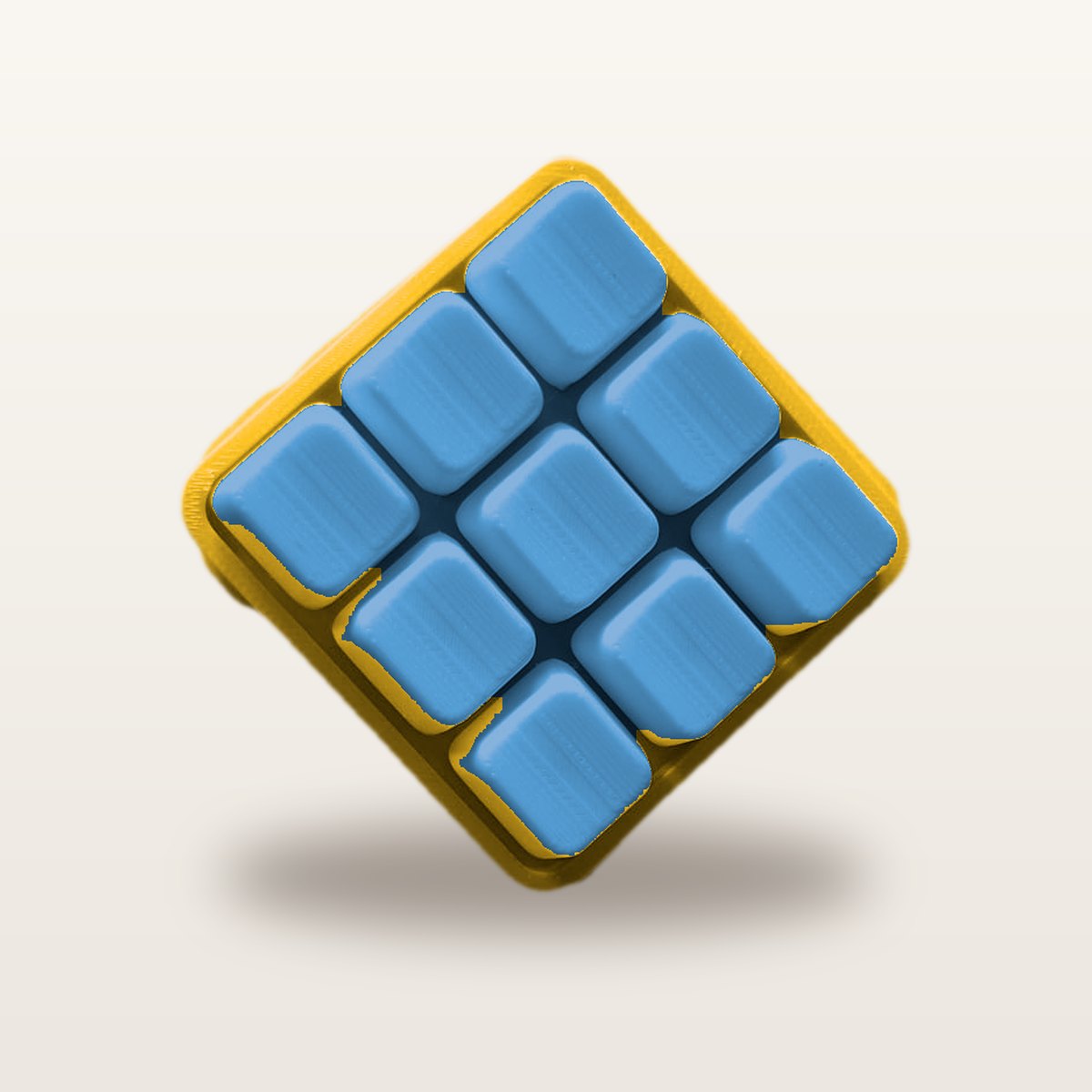 Clickey Cloud Nine met gele basis en blauwe keycaps