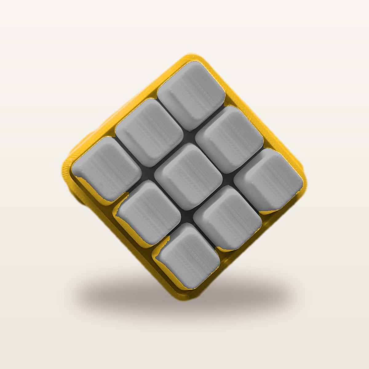 Clickey Cloud Nine met gele basis en grijze keycaps