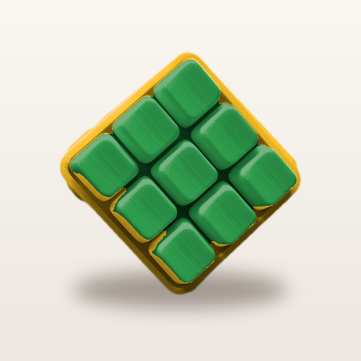 Clickey Cloud Nine met gele basis en groene keycaps
