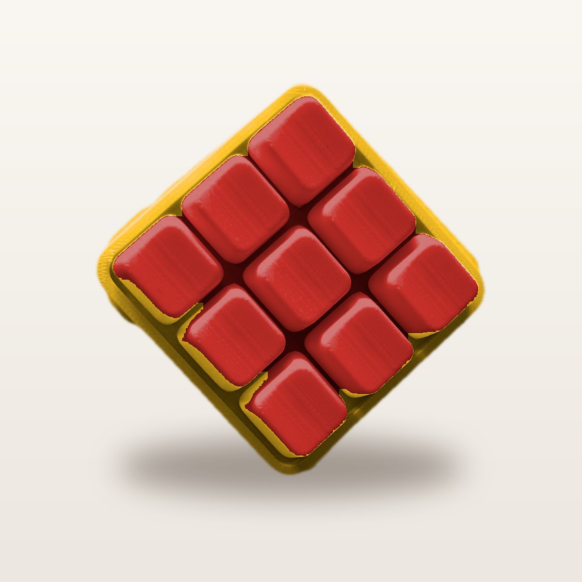 Clickey Cloud Nine met gele basis en rode keycaps