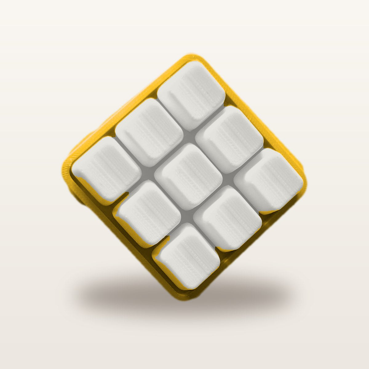 Clickey Cloud Nine met gele basis en mat witte keycaps