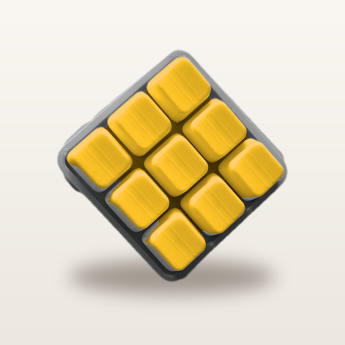 Clickey Cloud Nine met grijze basis en gele keycaps
