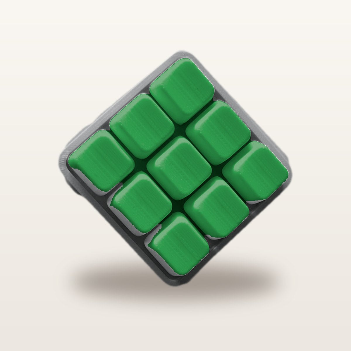 Clickey Cloud Nine met grijze basis en groene keycaps