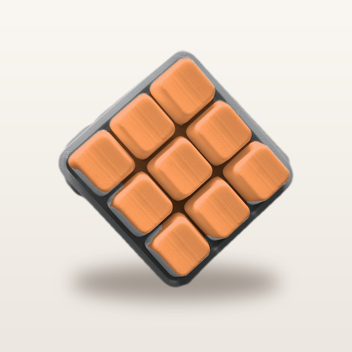 Clickey Cloud Nine met grijze basis en oranje keycaps