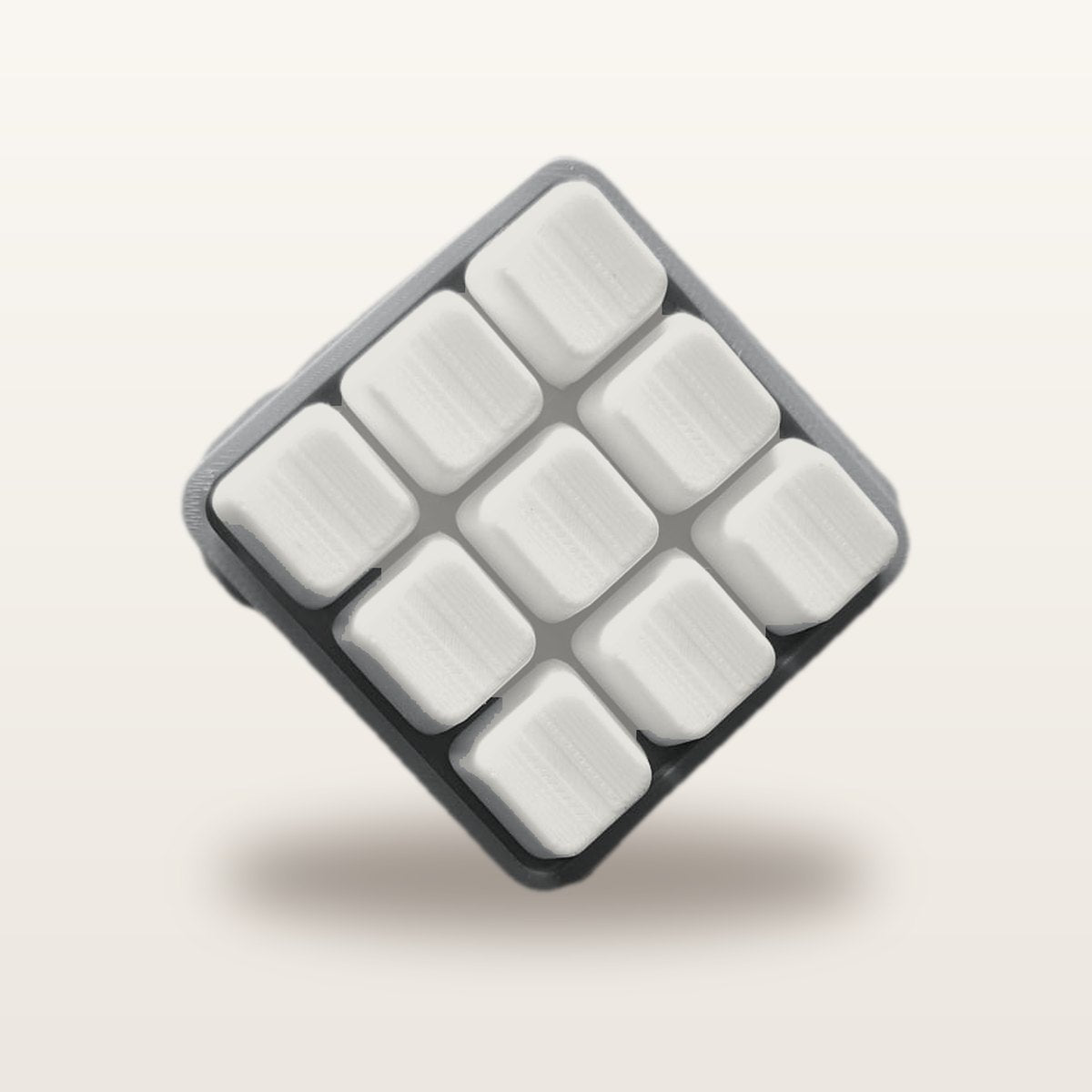 Clickey Cloud Nine met grijze basis en mat witte keycaps