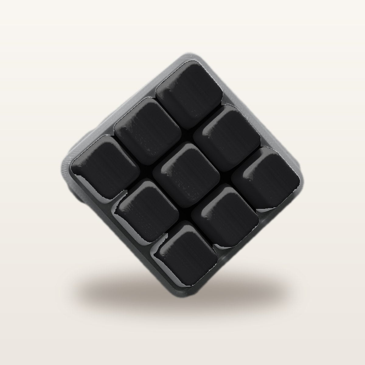 Clickey Cloud Nine met grijze basis en zwarte keycaps