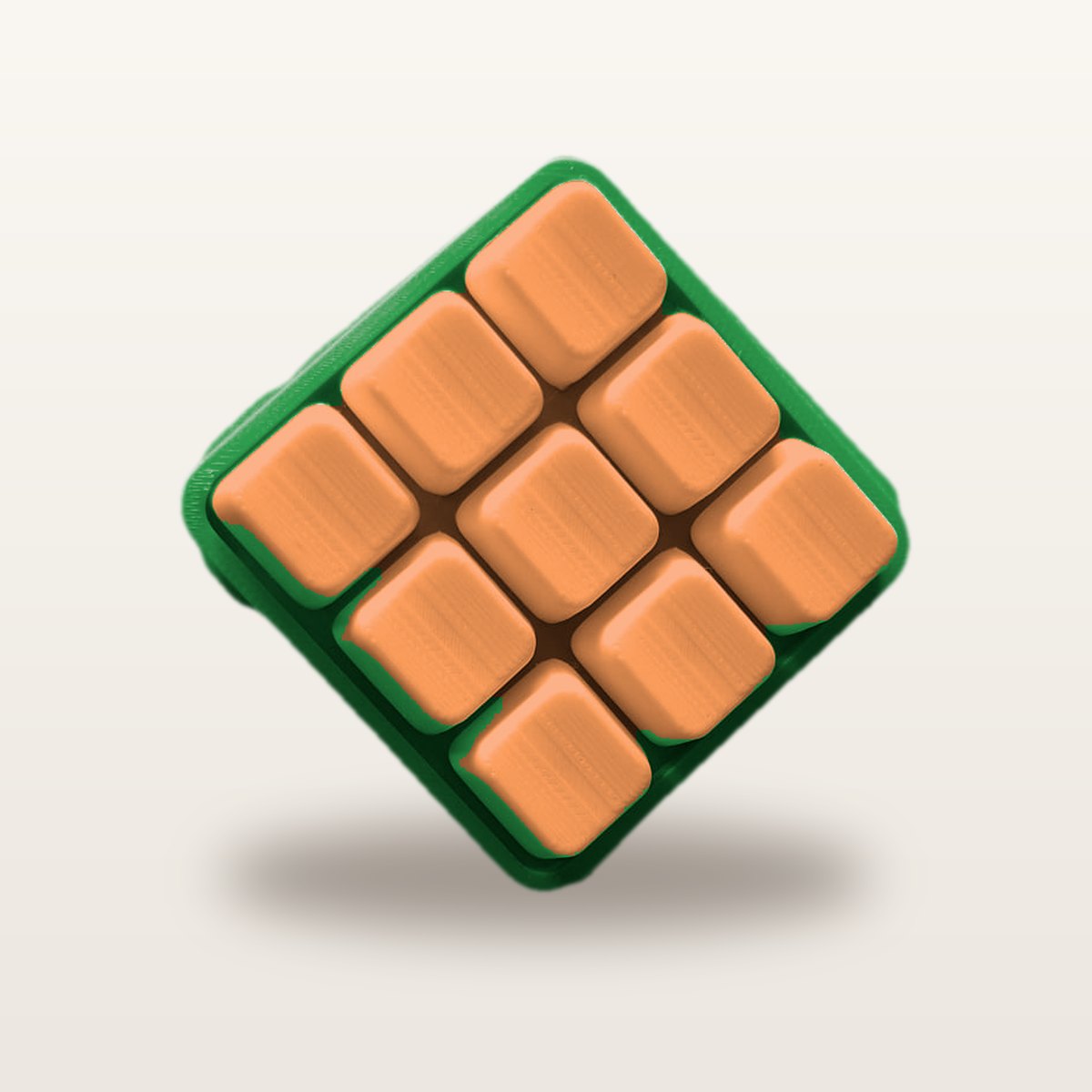 Clickey Cloud Nine met groene basis en oranje keycaps