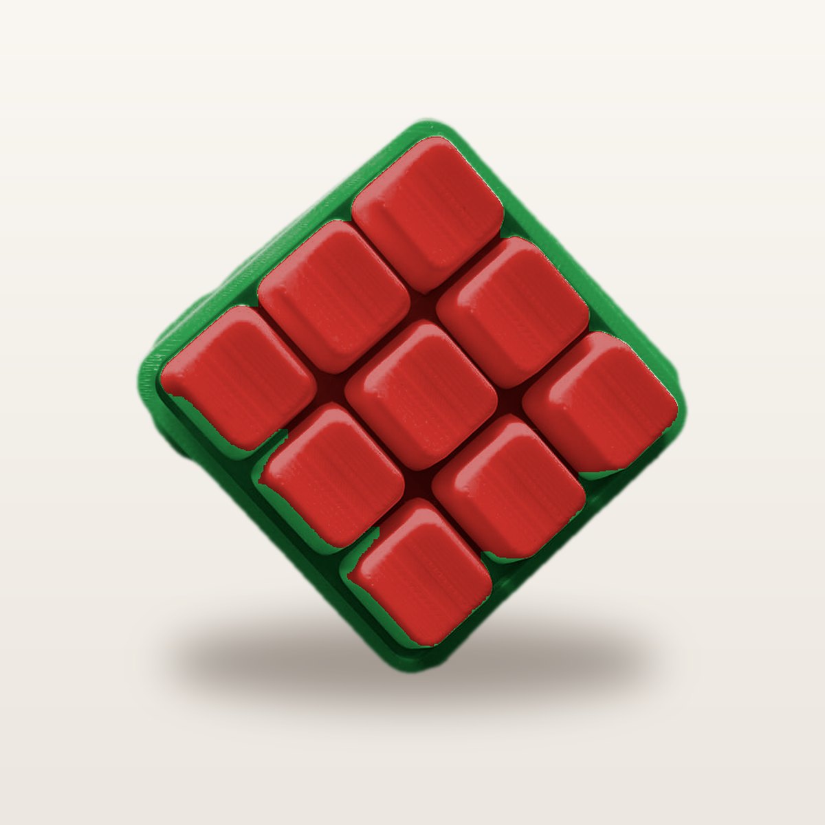 Clickey Cloud Nine met groene basis en rode keycaps