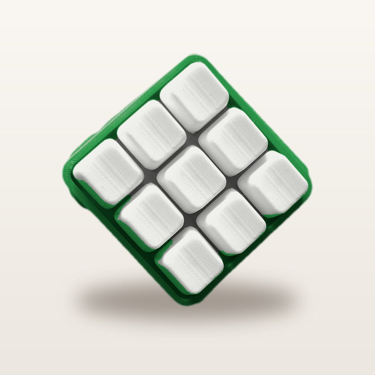 Clickey Cloud Nine met groene basis en witte keycaps