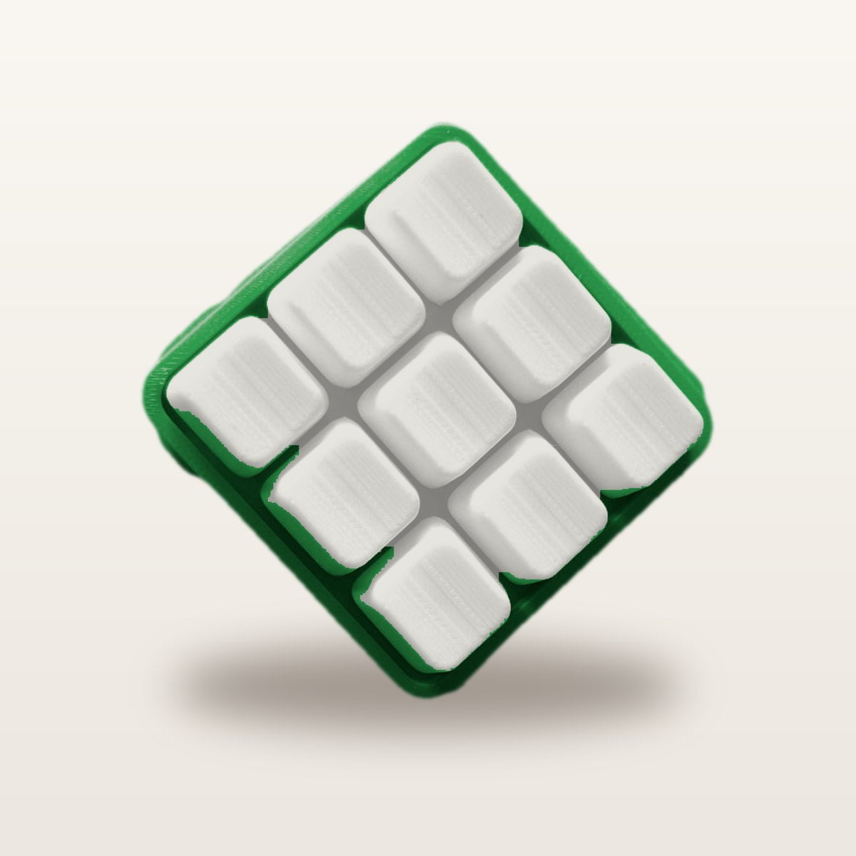 Clickey Cloud Nine met groene basis en mat witte keycaps