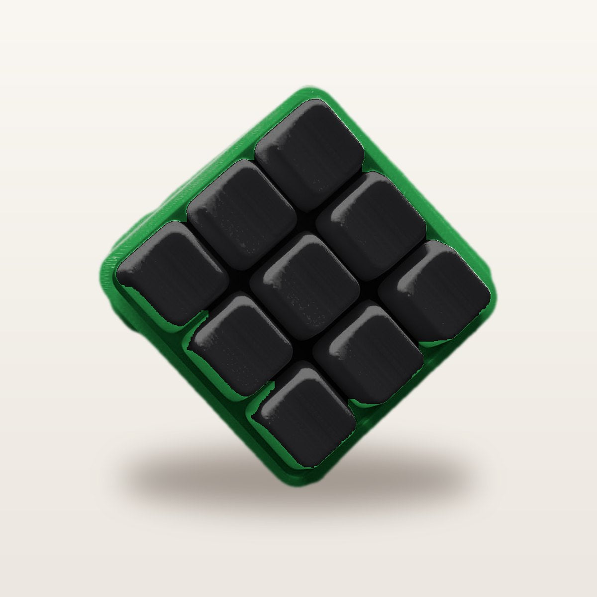 Clickey Cloud Nine met groene basis en zwarte keycaps