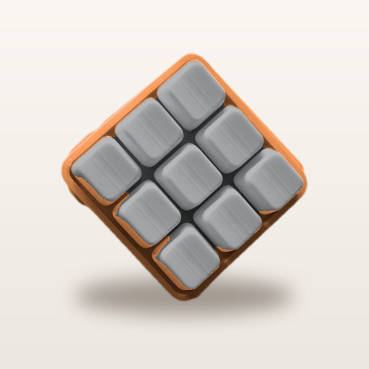 Clickey Cloud Nine met oranje basis en grijze keycaps