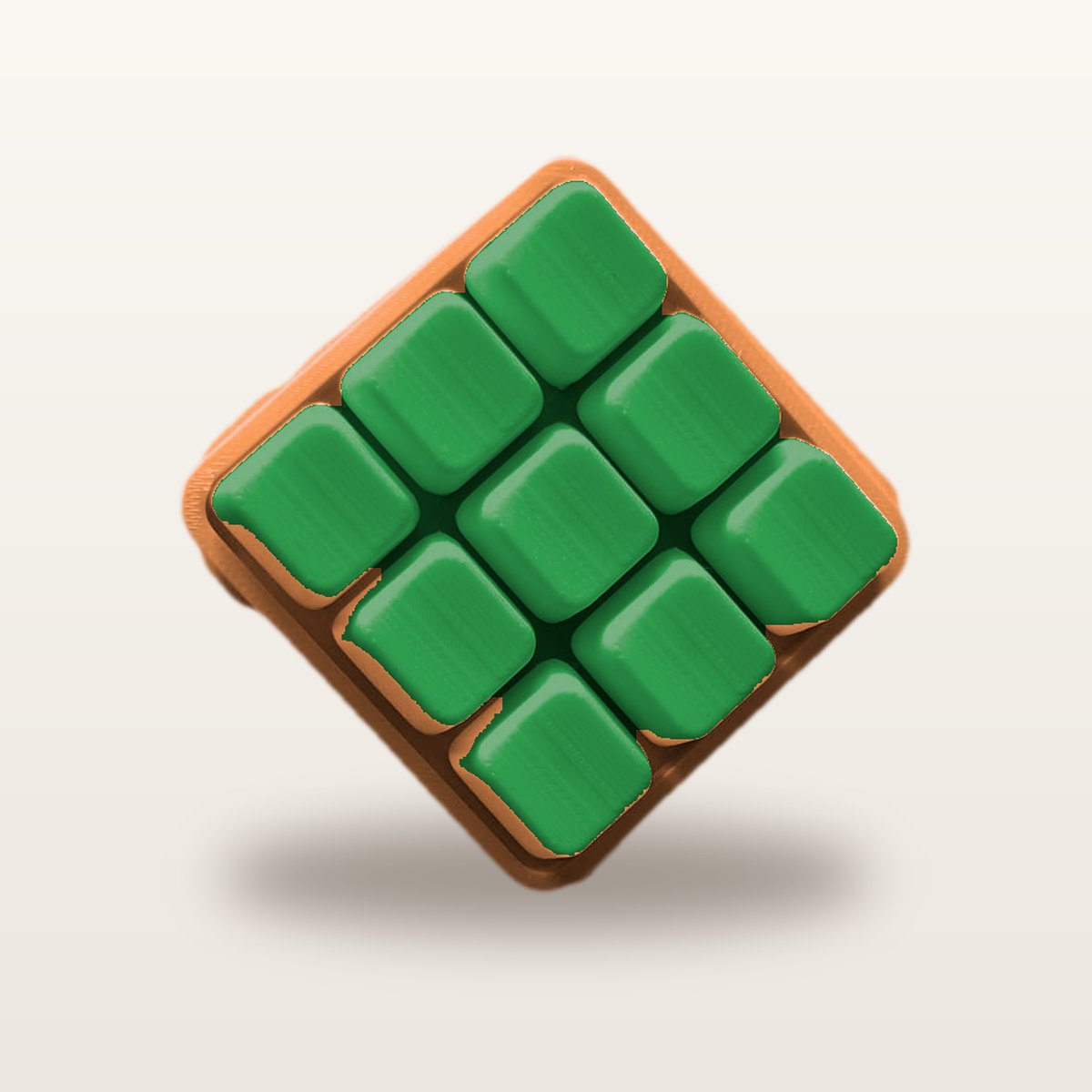 Clickey Cloud Nine met oranje basis en groene keycaps