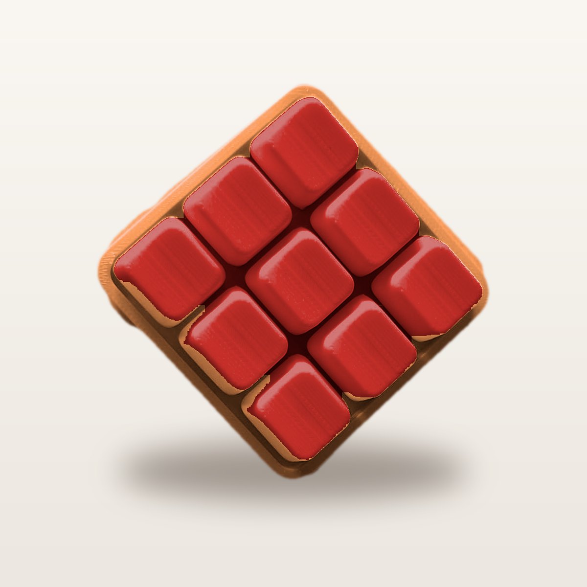 Clickey Cloud Nine met oranje basis en rode keycaps