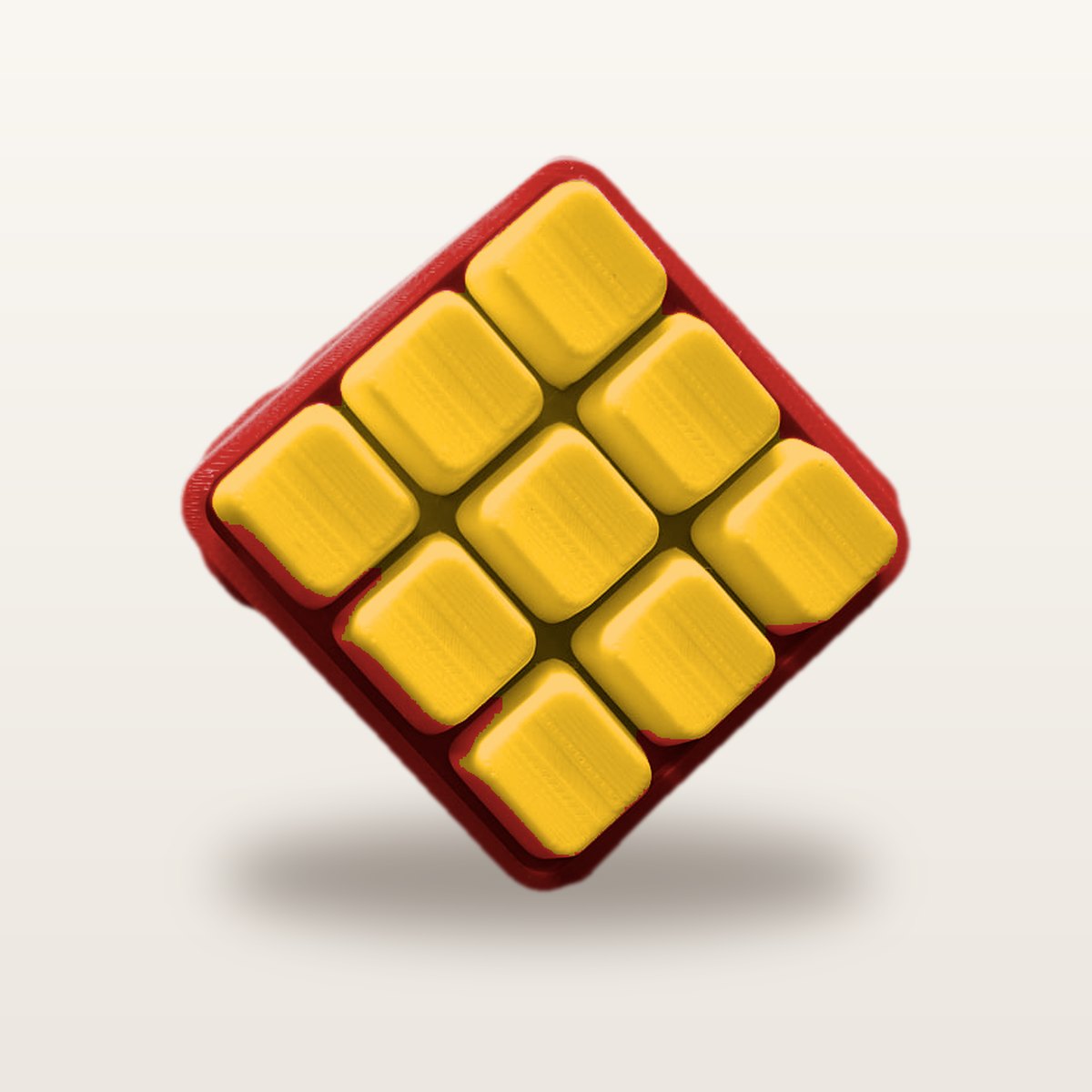 Clickey Cloud Nine met rode basis en gele keycaps