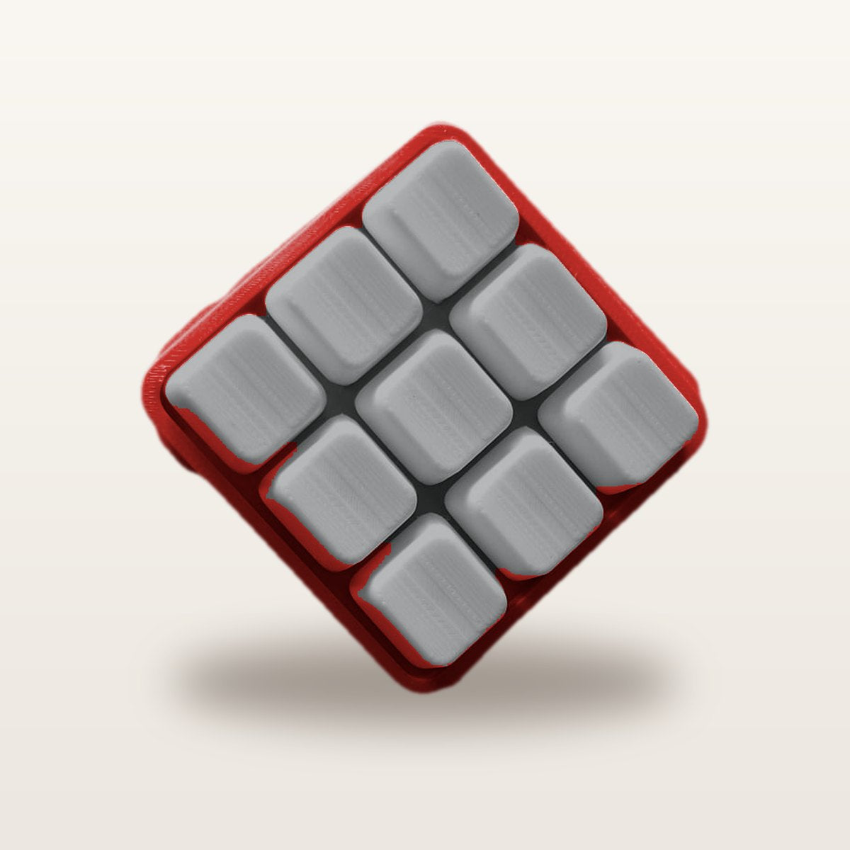 Clickey Cloud Nine met rode basis en grijze keycaps