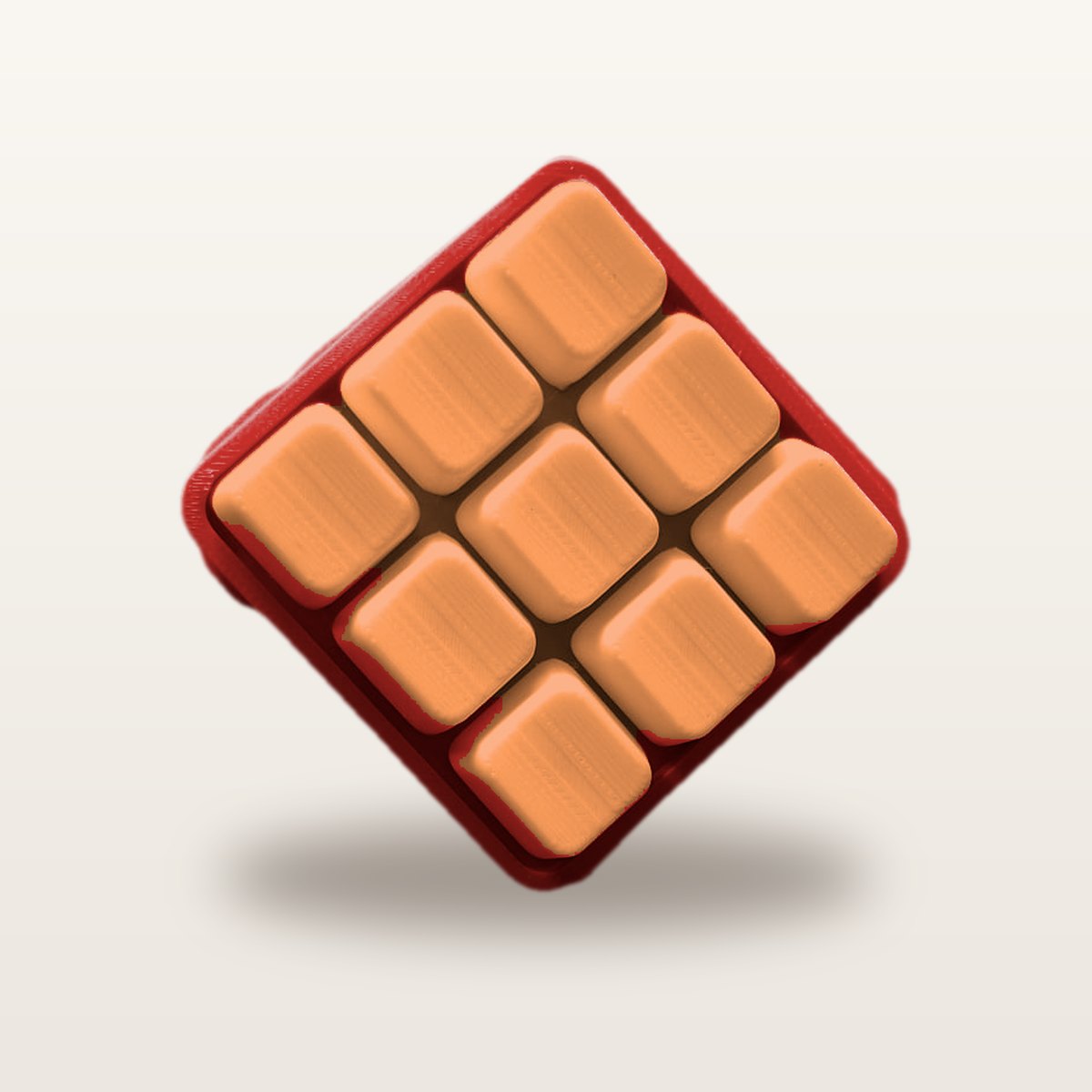 Clickey Cloud Nine met rode basis en oranje keycaps