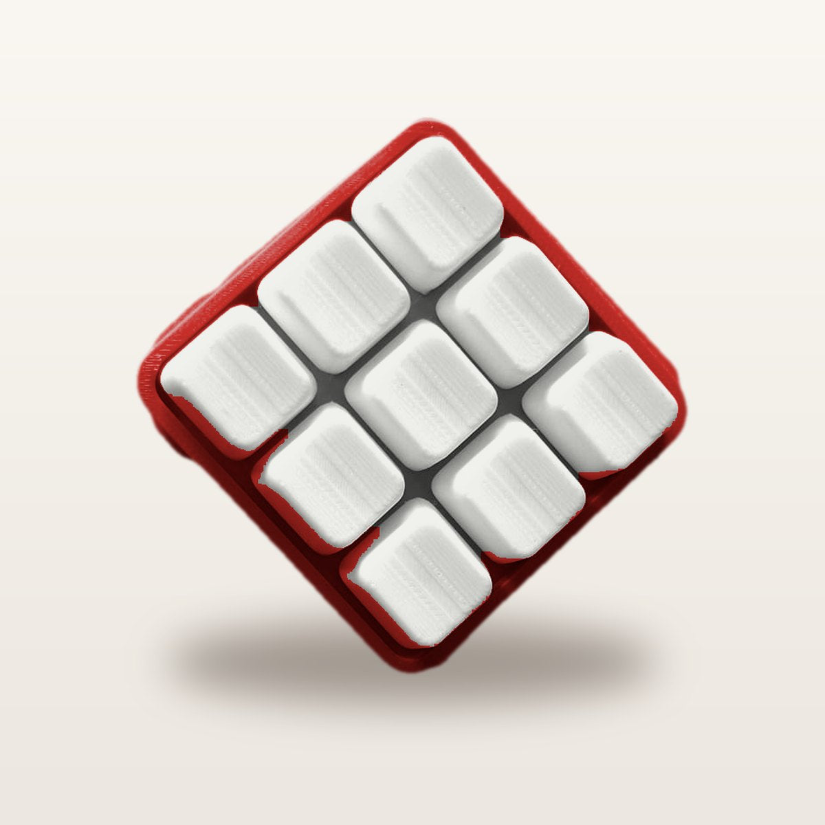 Clickey Cloud Nine met rode basis en witte keycaps