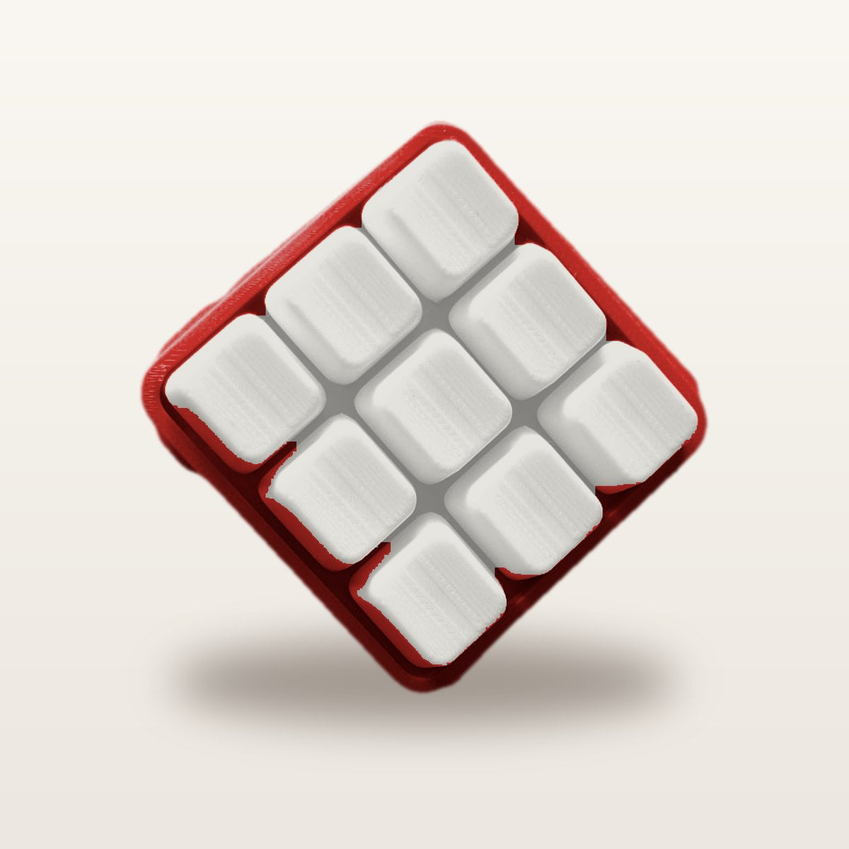 Clickey Cloud Nine met rode basis en mat witte keycaps