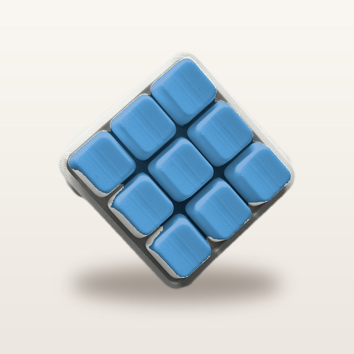 Clickey Cloud Nine met witte basis en blauwe keycaps