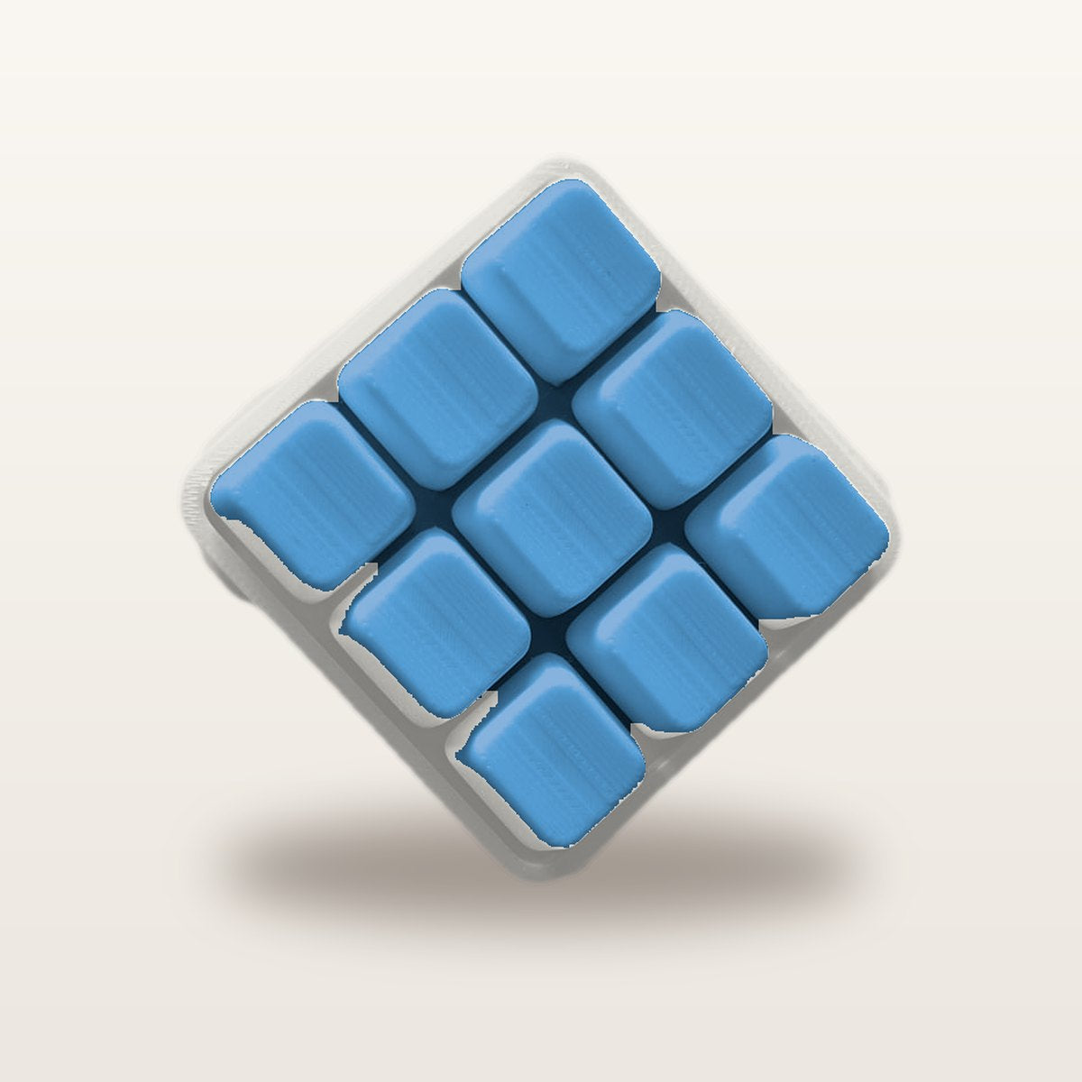 Clickey Cloud Nine met mat witte basis en blauwe keycaps