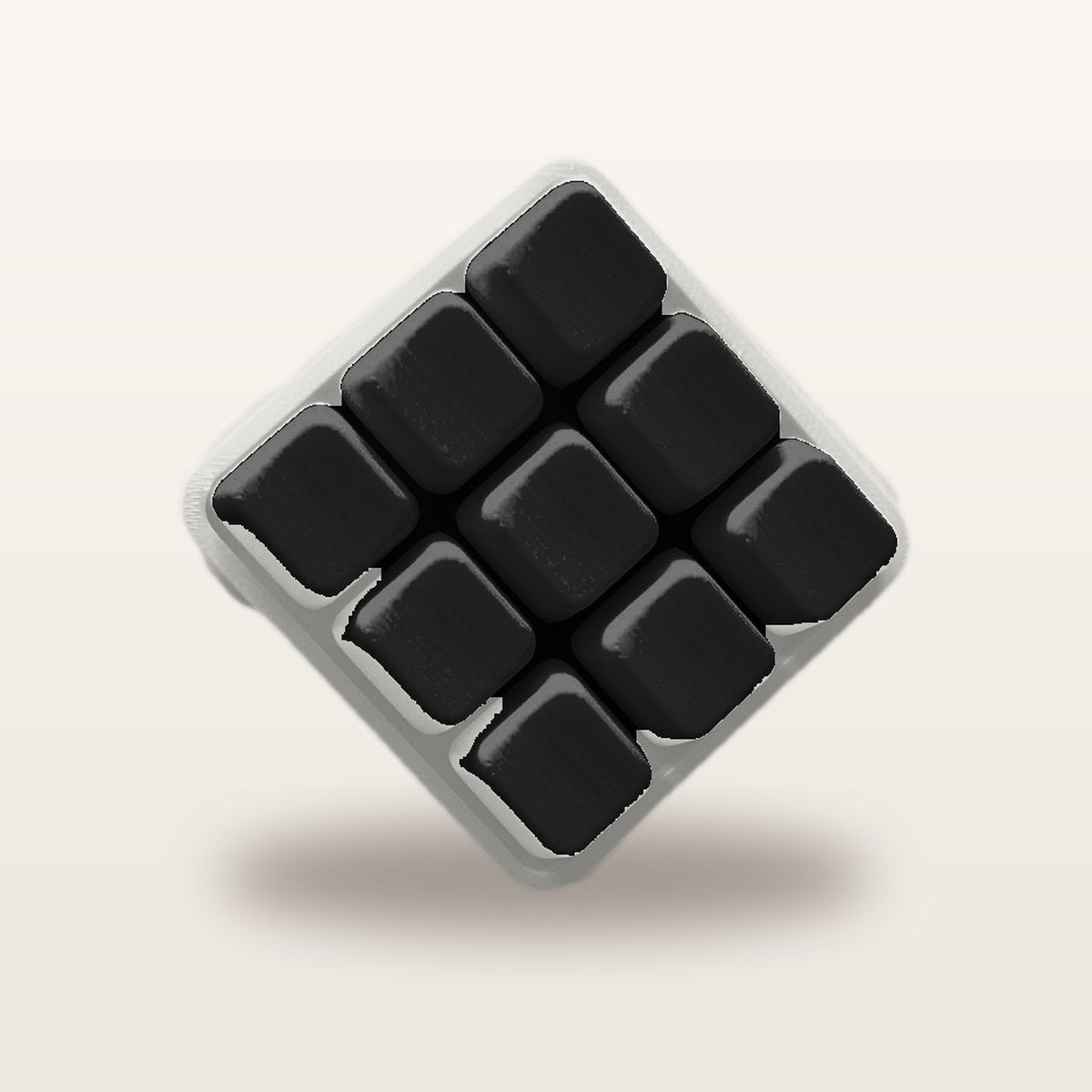 Clickey Cloud Nine met mat witte basis en zwarte keycaps