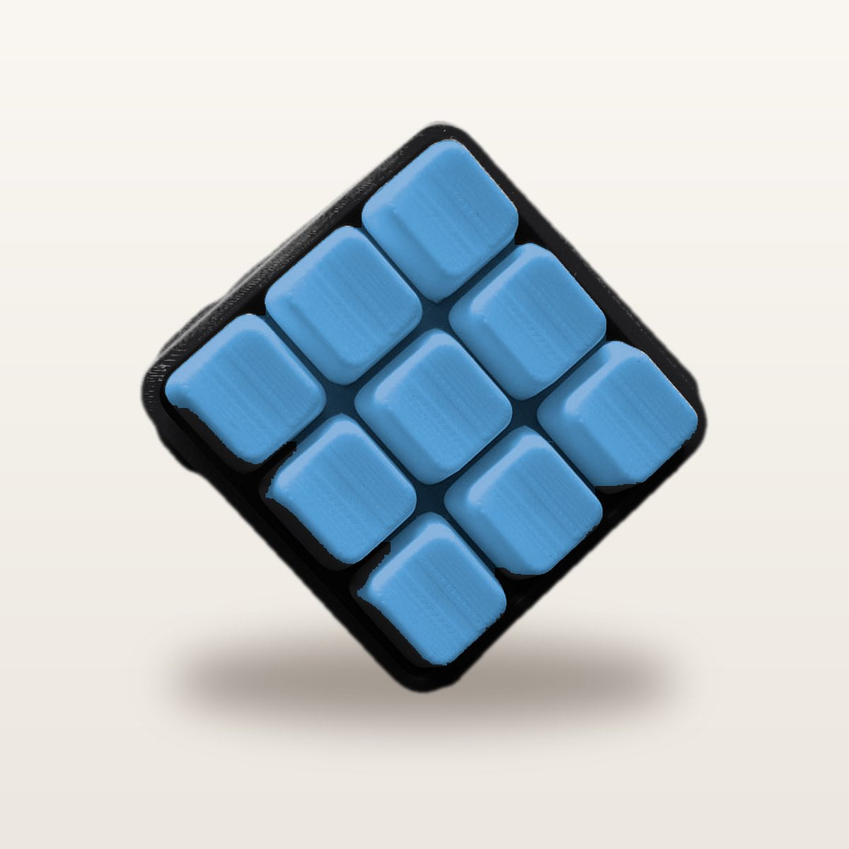 Clickey Cloud Nine met zwarte basis en blauwe keycaps