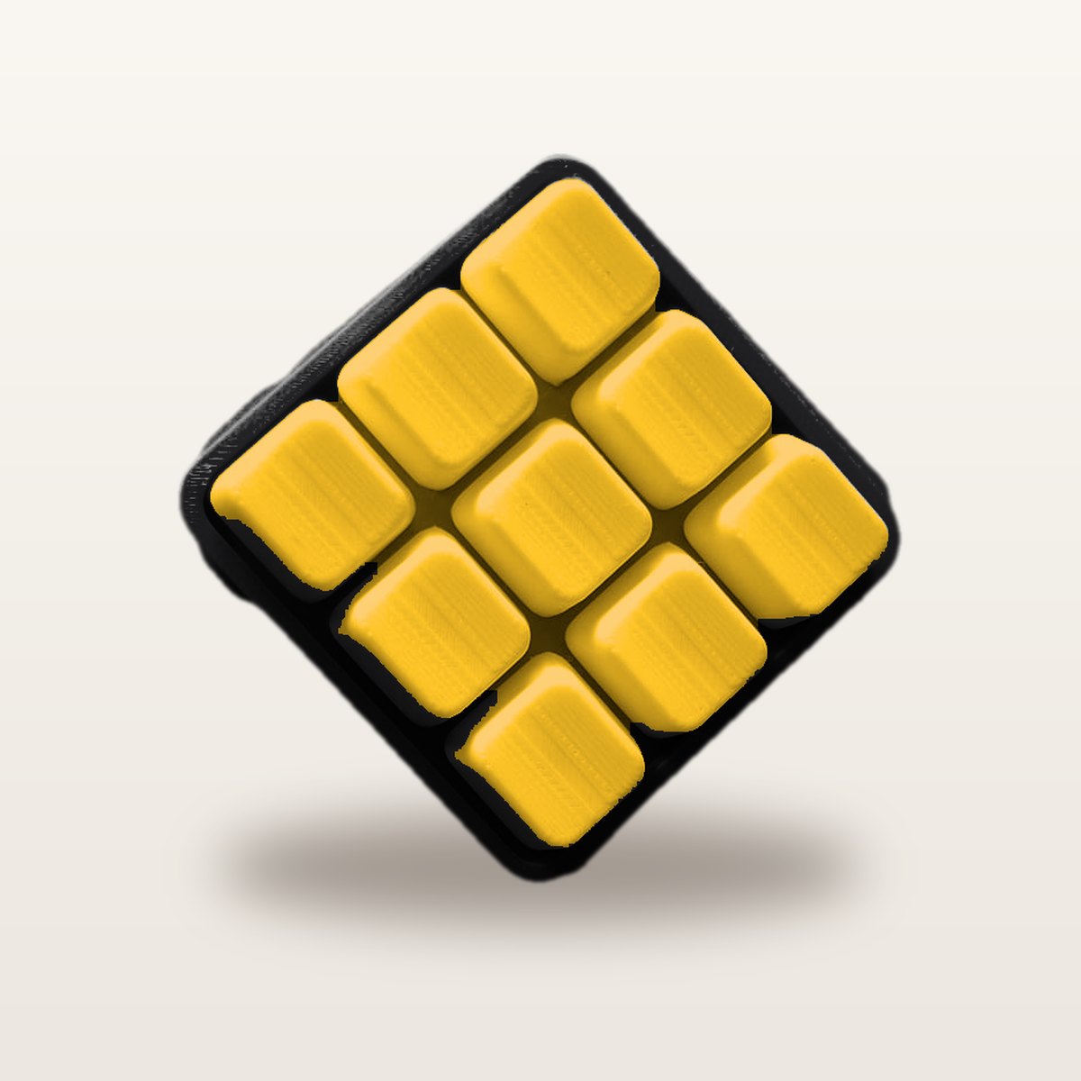 Clickey Cloud Nine met zwarte basis en gele keycaps