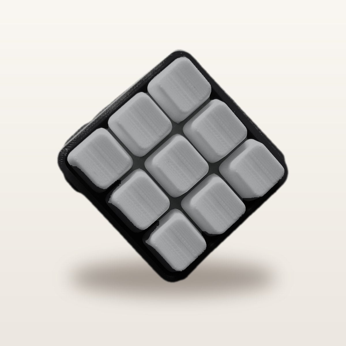 Clickey Cloud Nine met zwarte basis en grijze keycaps