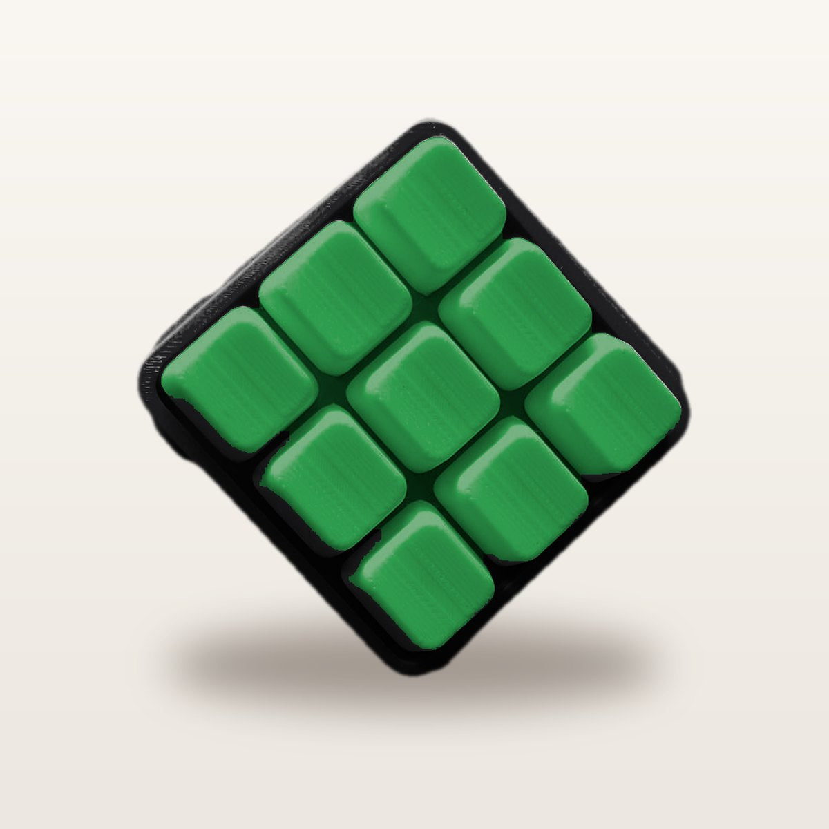 Clickey Cloud Nine met zwarte basis en groene keycaps