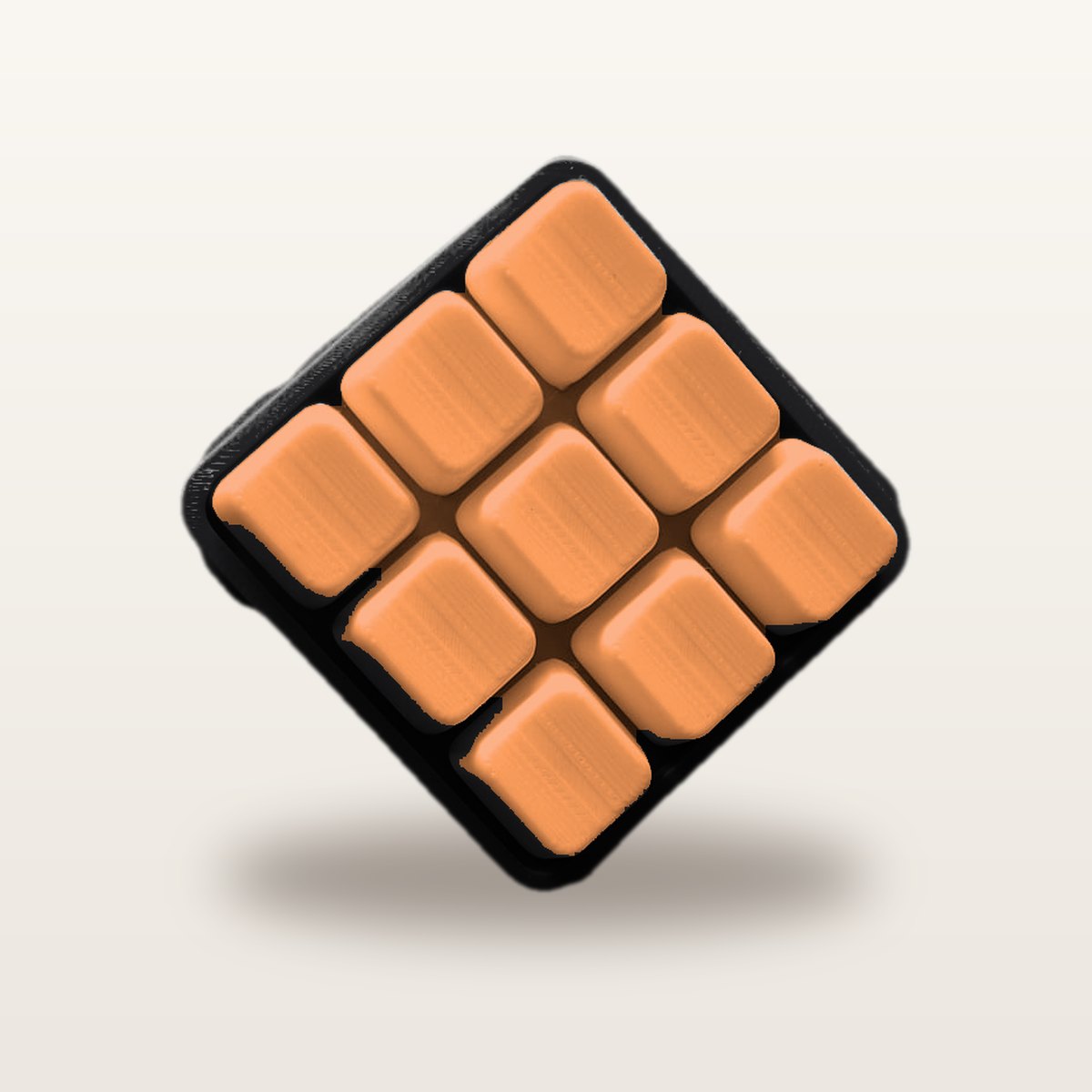 Clickey Cloud Nine met zwarte basis en oranje keycaps
