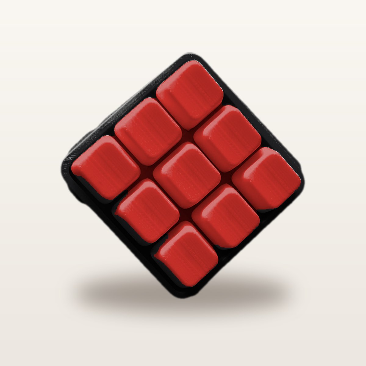 Clickey Cloud Nine met zwarte basis en rode keycaps