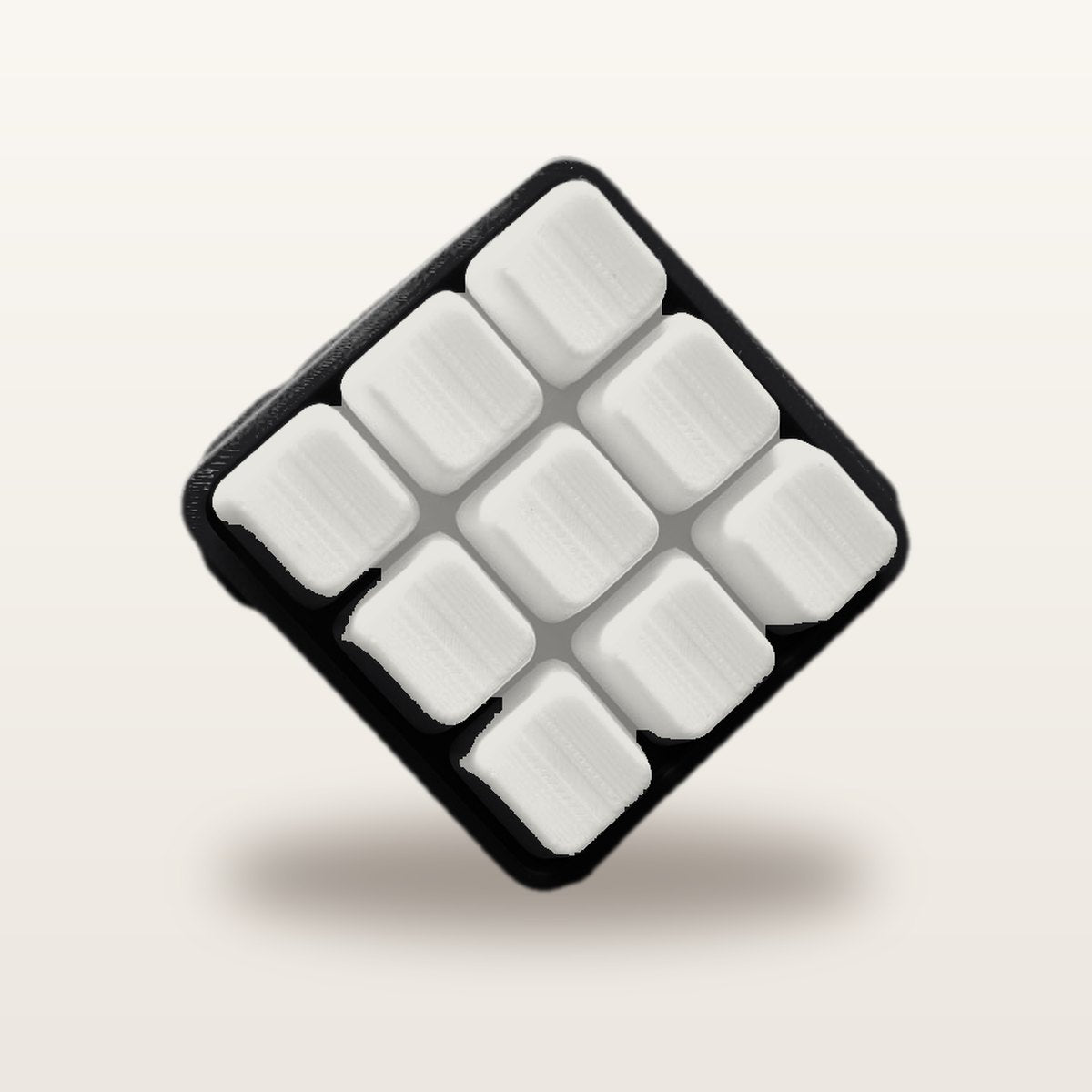 Clickey Cloud Nine met zwarte basis en mat witte keycaps