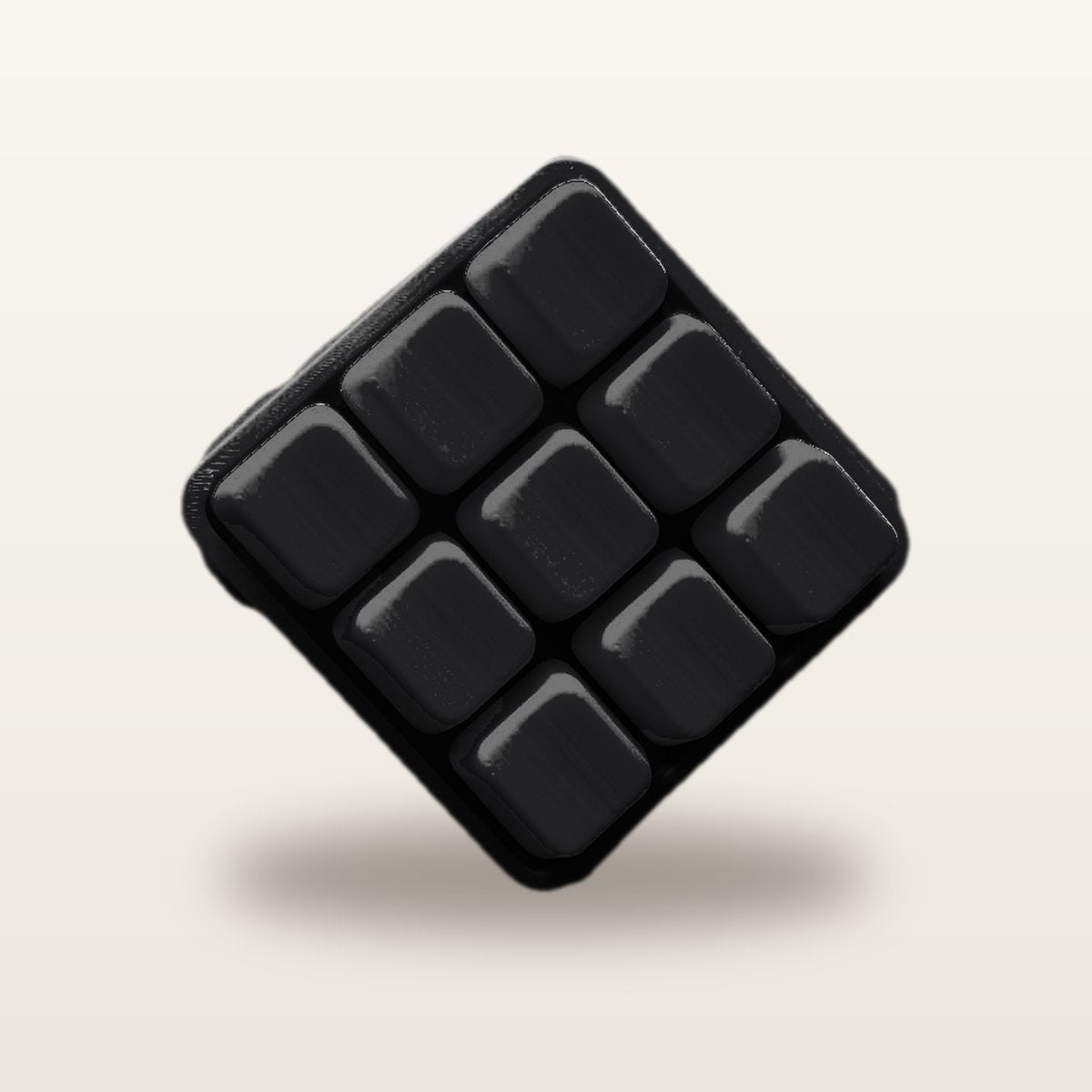 Clickey Cloud Nine met zwarte basis en zwarte keycaps