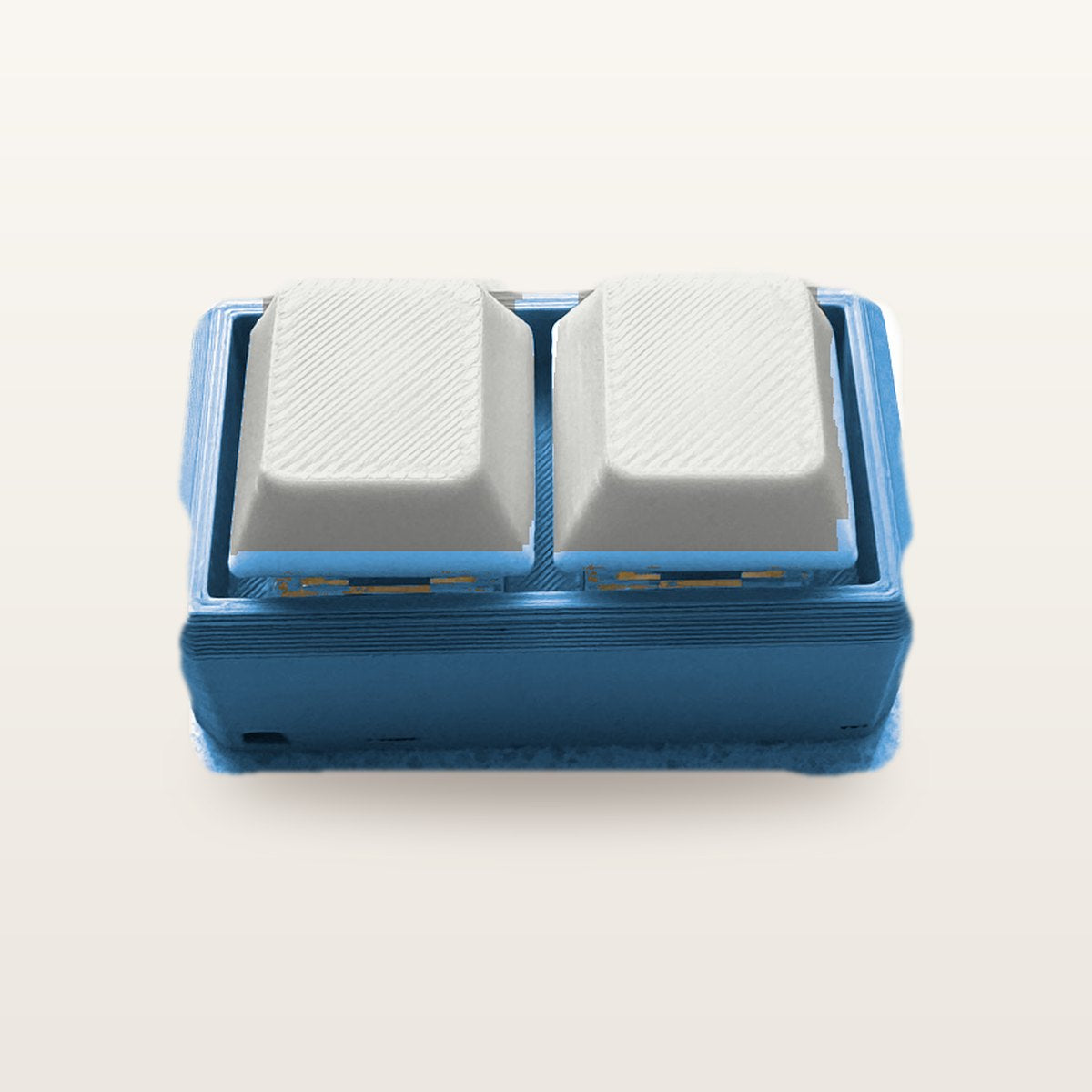 Clickey Duo met blauwe basis en witte keycaps