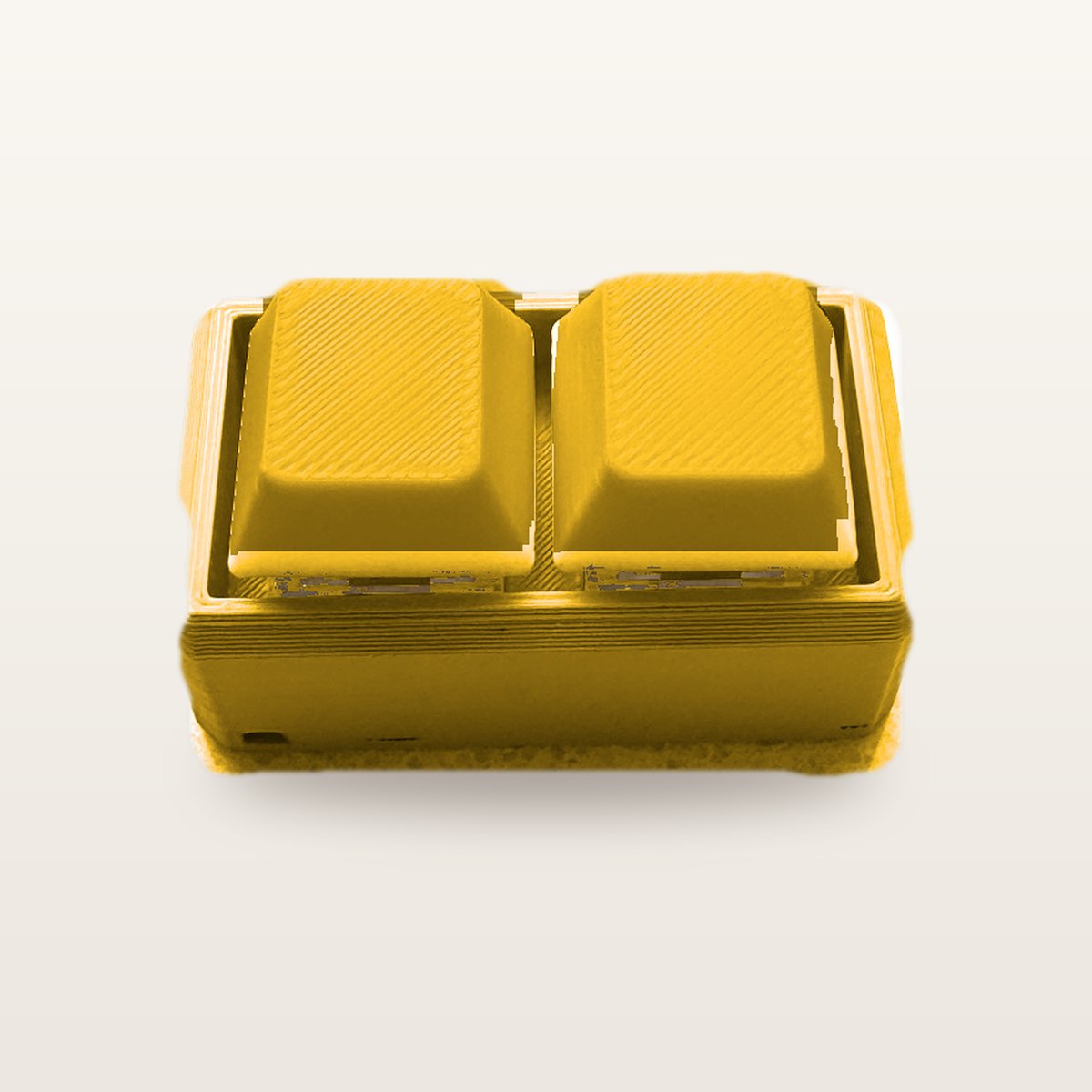 Clickey Duo met gele basis en gele keycaps