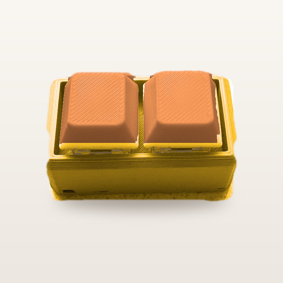 Clickey Duo met gele basis en oranje keycaps