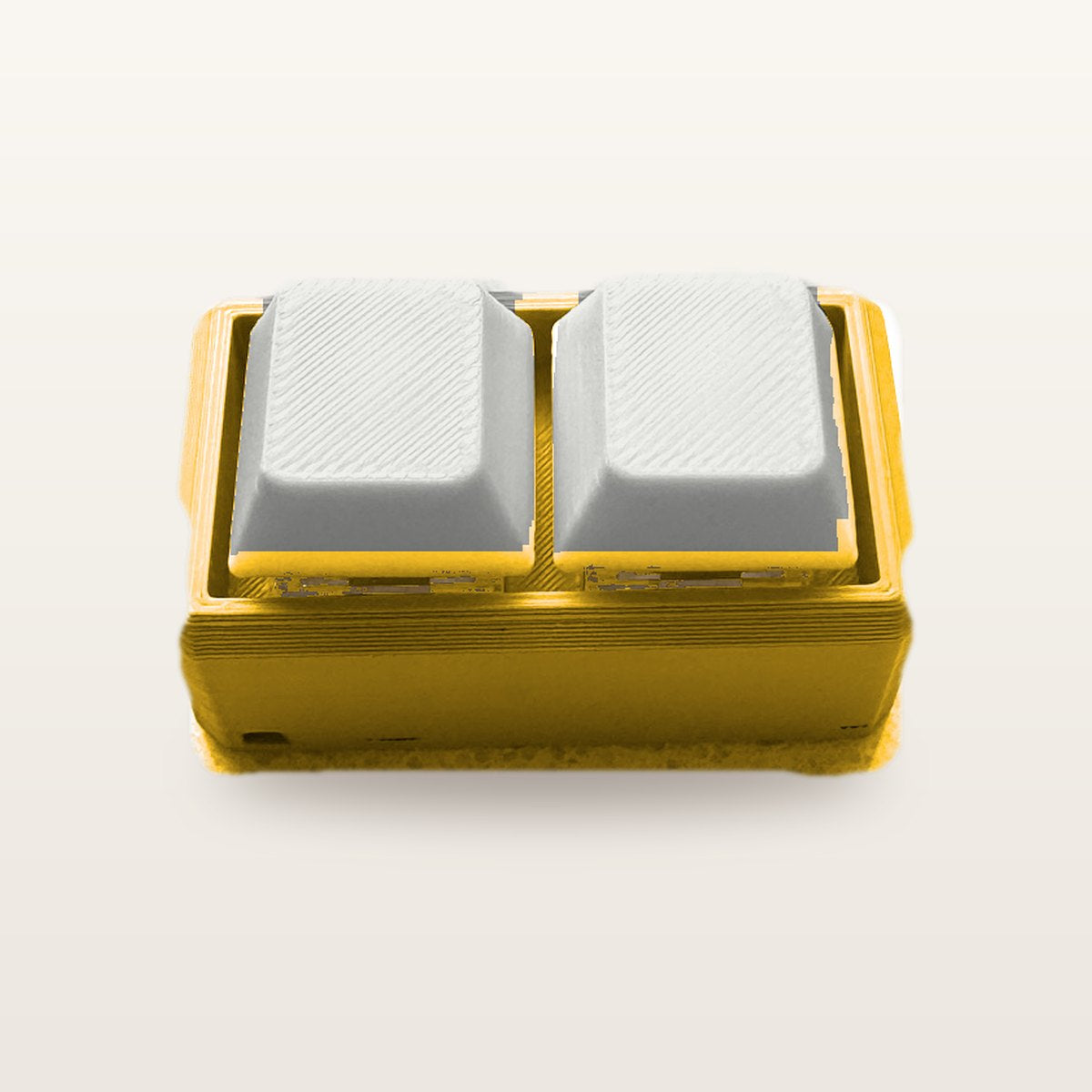 Clickey Duo met gele basis en witte keycaps