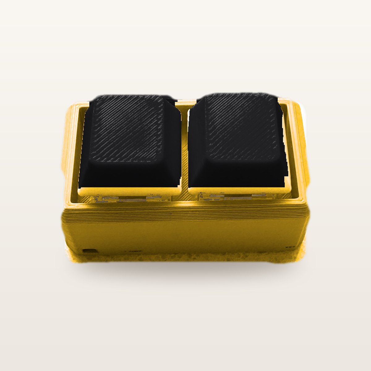 Clickey Duo met gele basis en zwarte keycaps