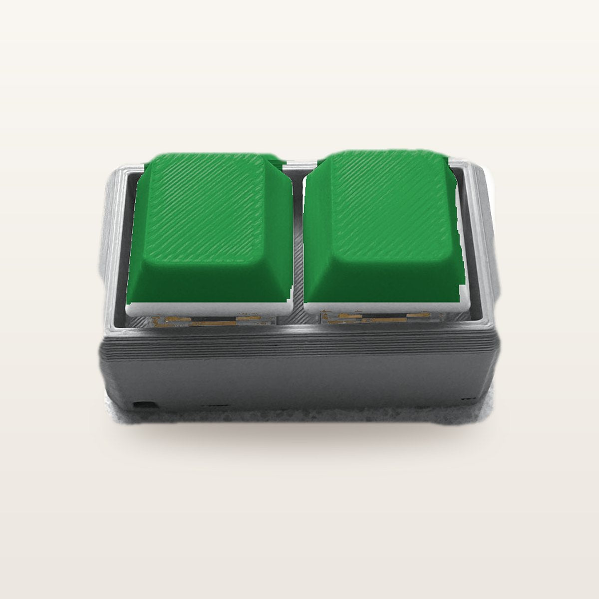 Clickey Duo met grijze basis en groene keycaps