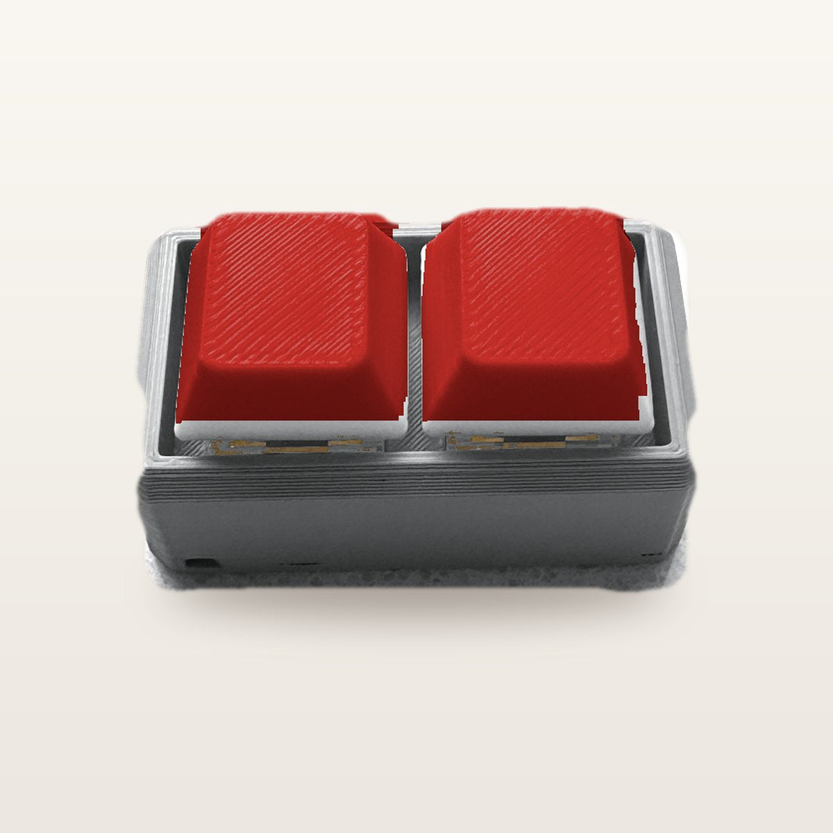 Clickey Duo met grijze basis en rode keycaps
