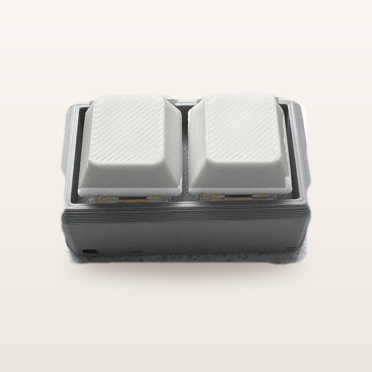 Clickey Duo met grijze basis en witte keycaps