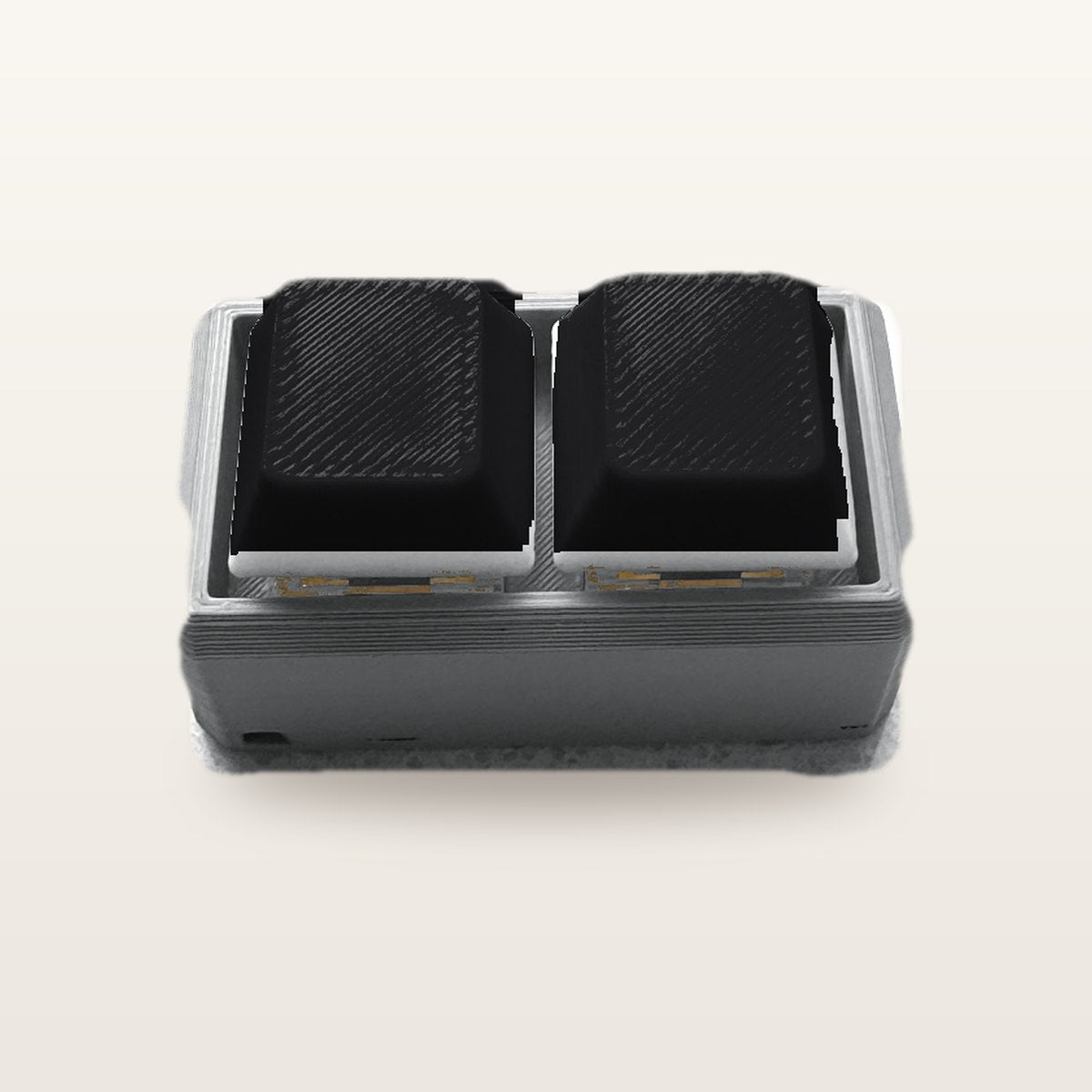 Clickey Duo met grijze basis en zwarte keycaps