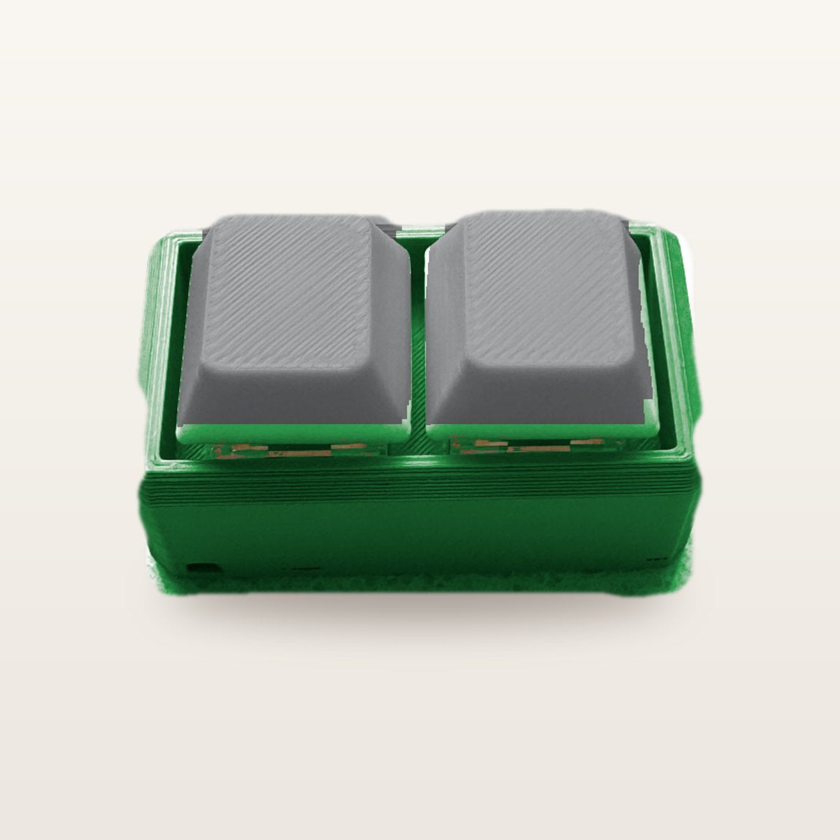 Clickey Duo met groene basis en grijze keycaps