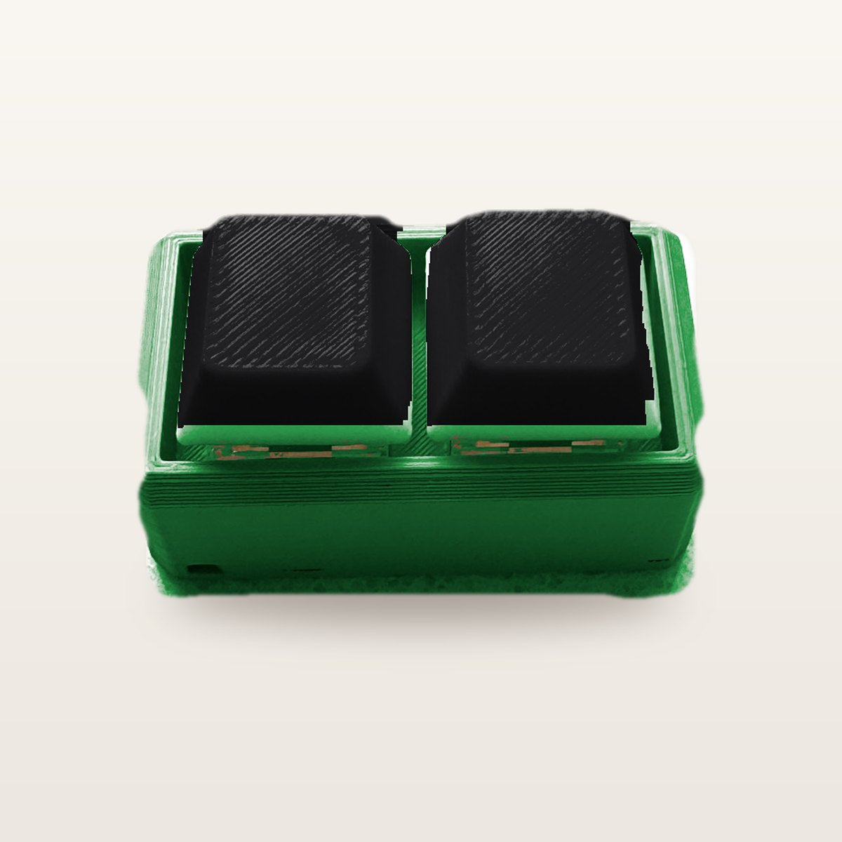Clickey Duo met groene basis en zwarte keycaps