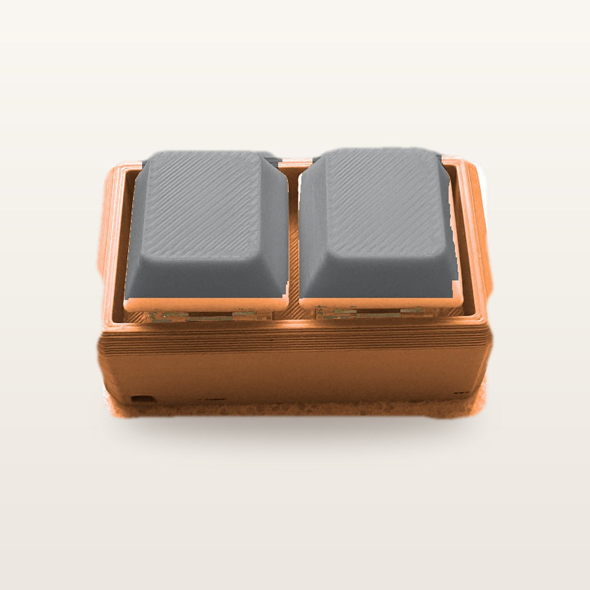 Clickey Duo met oranje basis en grijze keycaps
