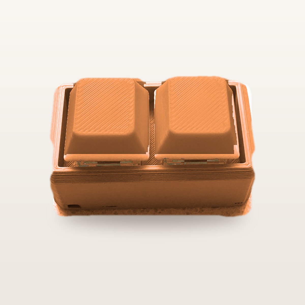 Clickey Duo met oranje basis en oranje keycaps