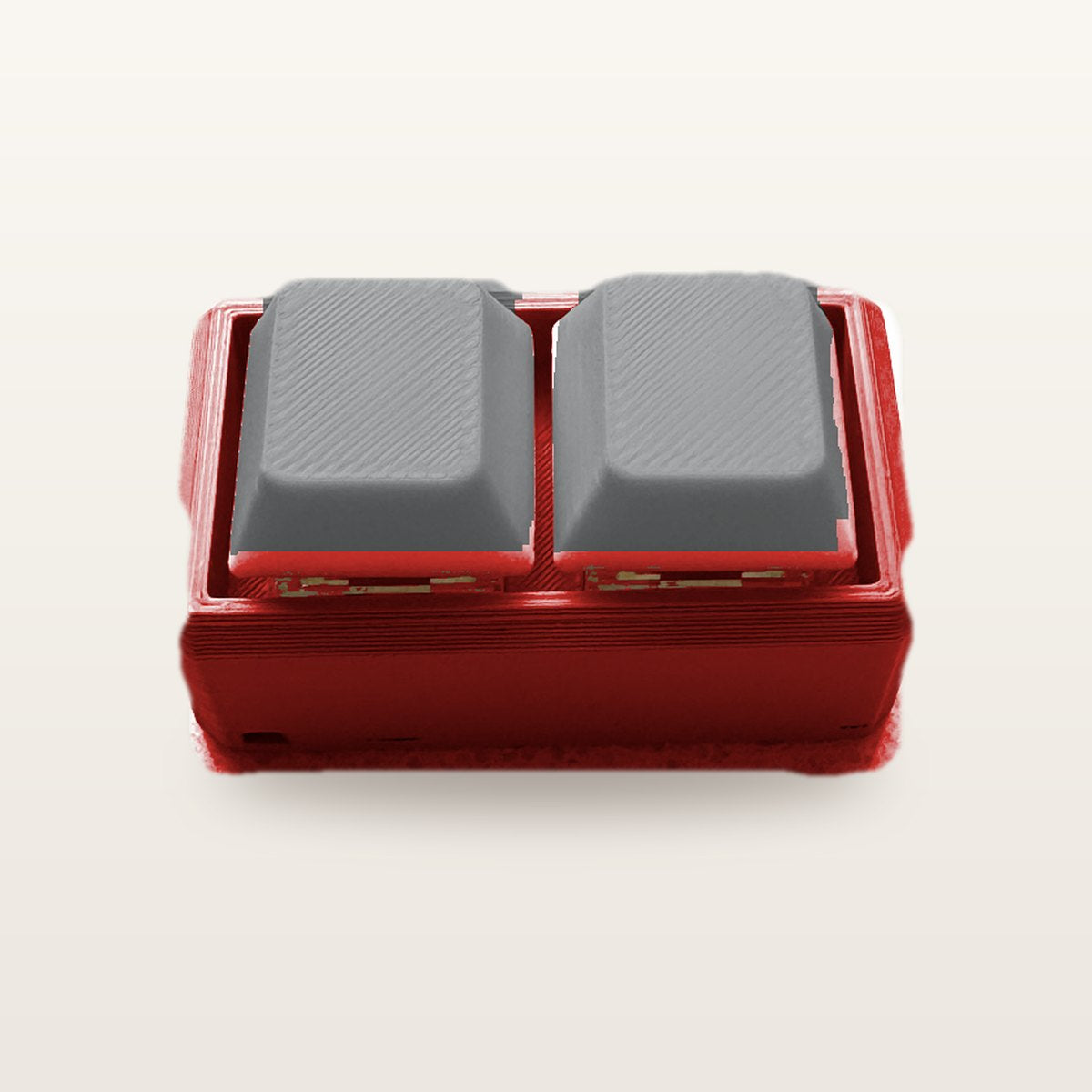 Clickey Duo met rode basis en grijze keycaps